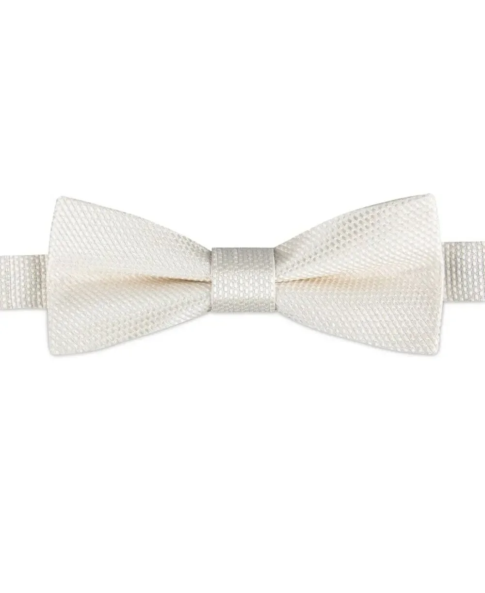 $49.50 Calvin Klein Mens Textured Ivory White Bow Tie Necktie NWT